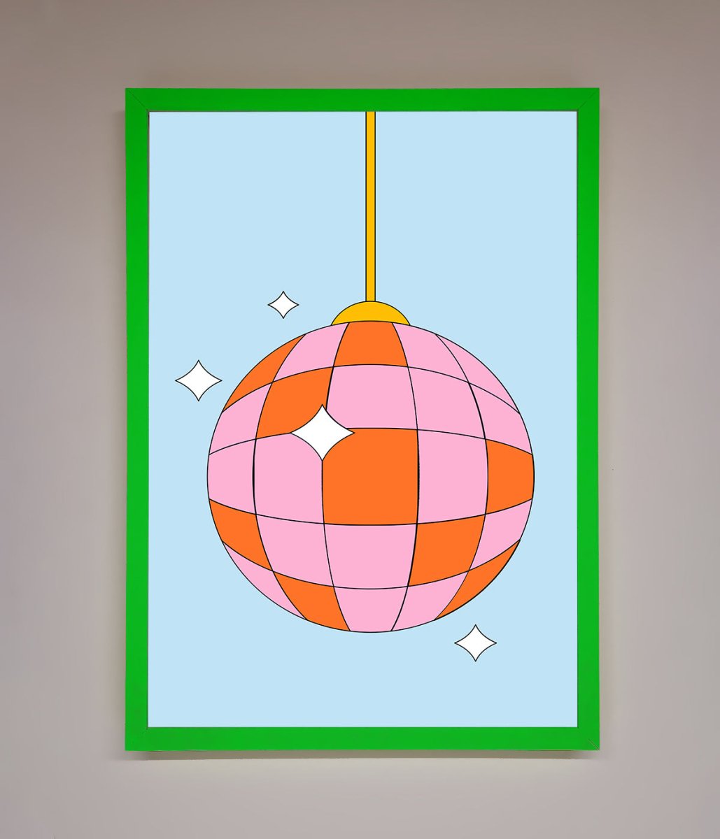 Disco Ball Pink Framed Poster