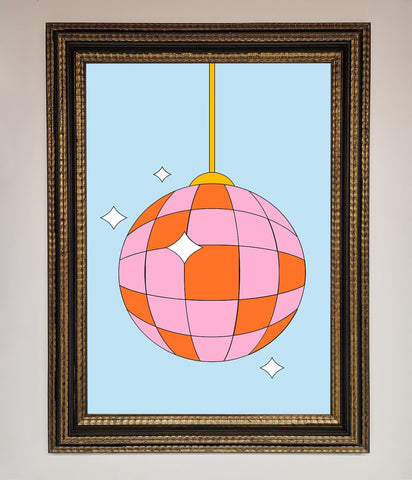 Disco Ball Pink Framed Poster