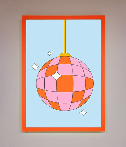 Disco Ball Pink Framed Poster