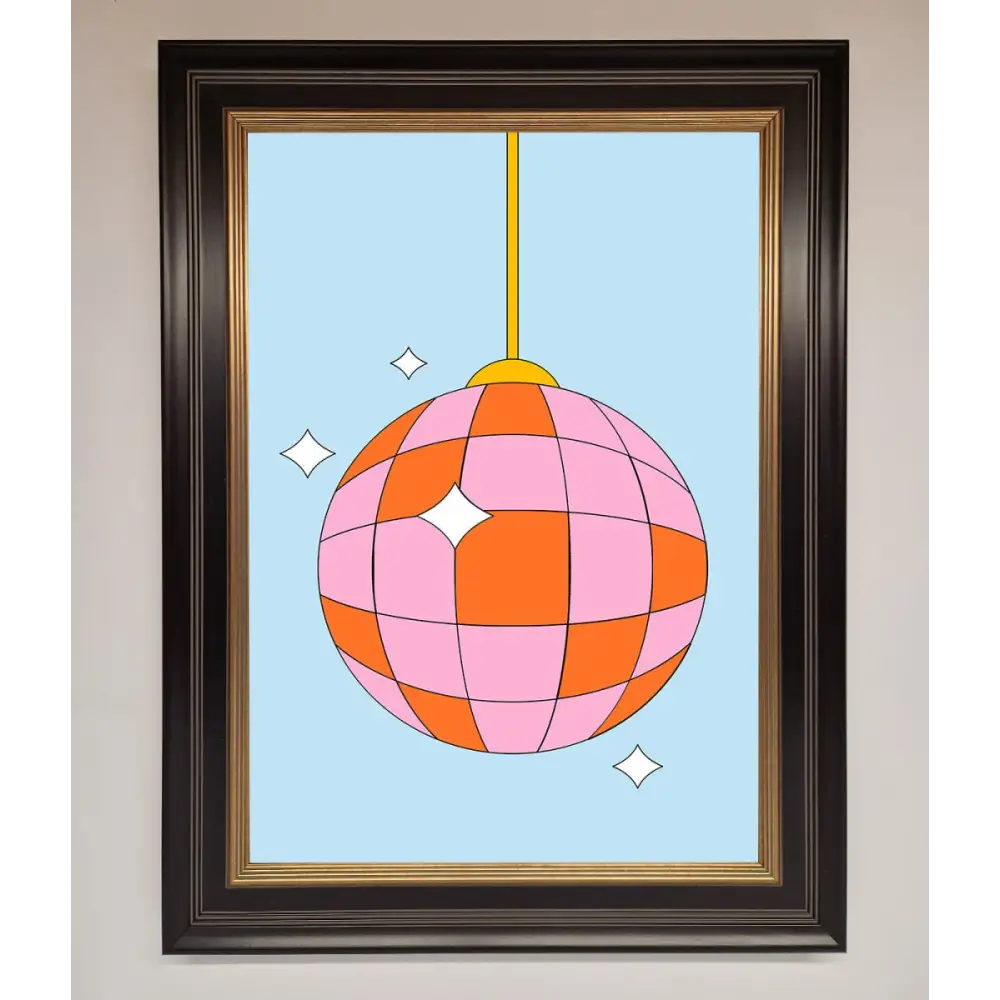 Disco Ball Pink Framed Poster - A3 (29.7 x 42 cm) / Black Gold - Framed Print