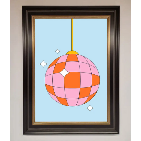 Disco Ball Pink Framed Poster - A3 (29.7 x 42 cm) / Black Gold - Framed Print