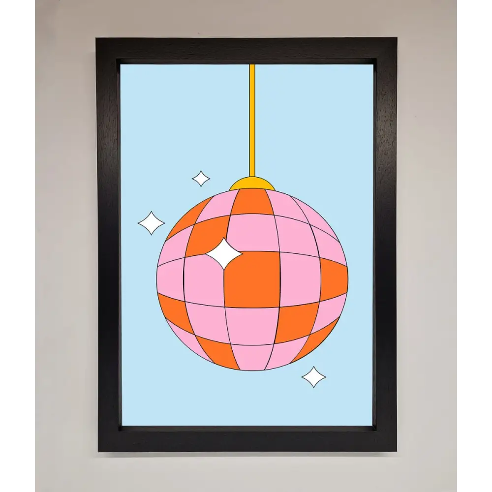 Disco Ball Pink Framed Poster - A3 (29.7 x 42 cm) / Black - Framed Print