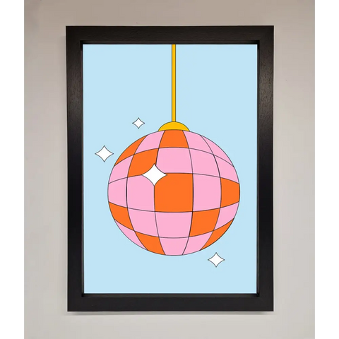 Disco Ball Pink Framed Poster - A3 (29.7 x 42 cm) / Black - Framed Print