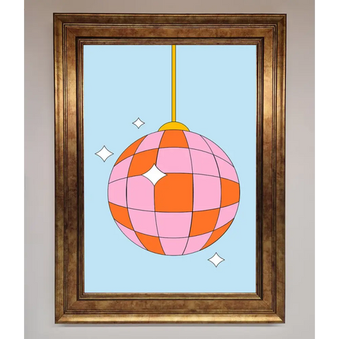 Disco Ball Pink Framed Poster - A3 (29.7 x 42 cm) / Bronze - Framed Print