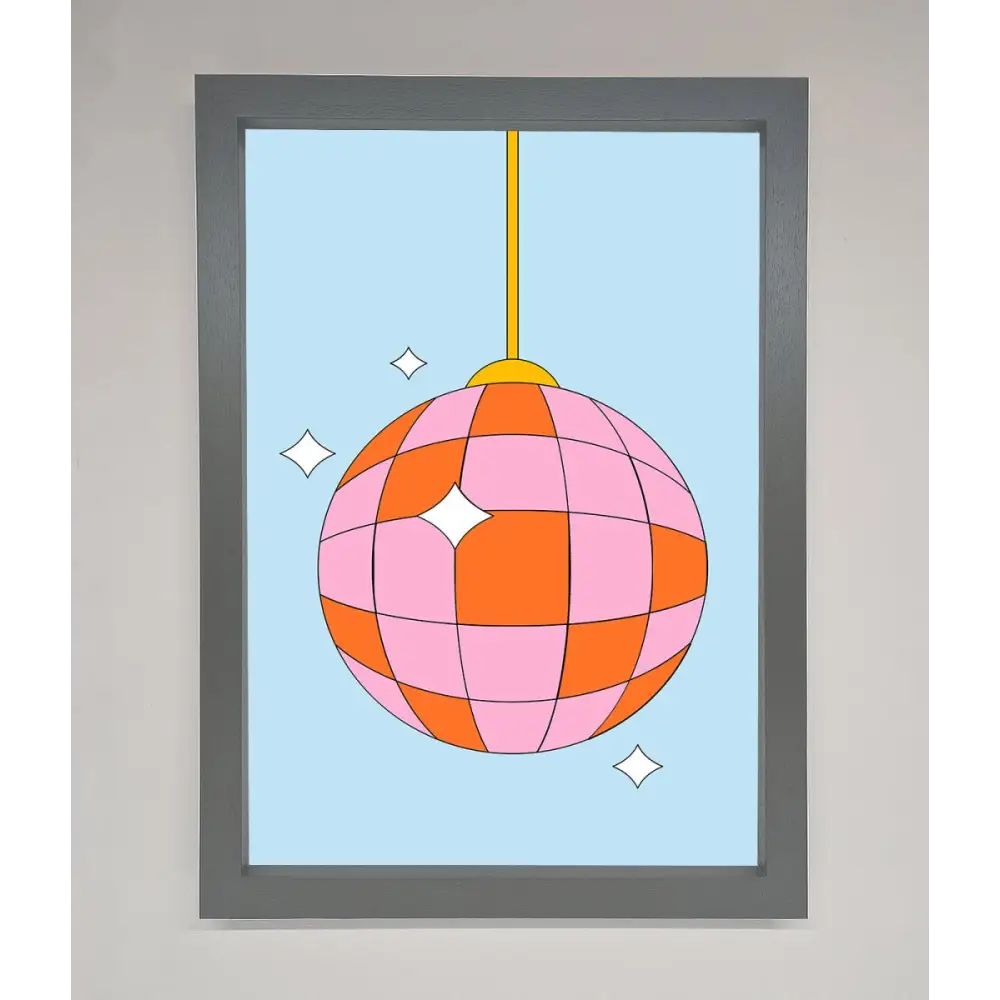 Disco Ball Pink Framed Poster - A3 (29.7 x 42 cm) / Dark Grey - Framed Print