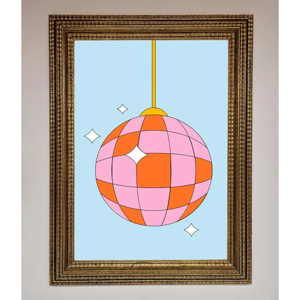 Disco Ball Pink Framed Poster - A3 (29.7 x 42 cm) / Ornate Gold - Framed Print