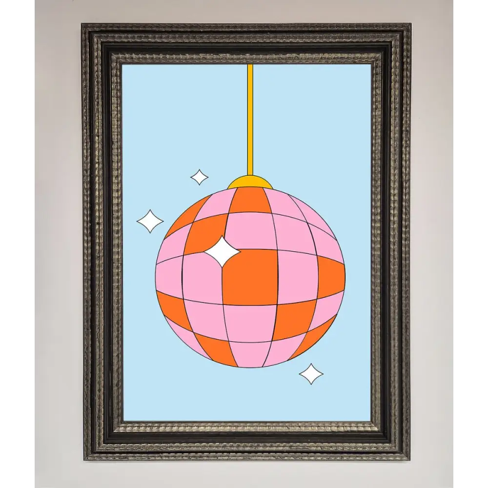 Disco Ball Pink Framed Poster - A3 (29.7 x 42 cm) / Ornate Silver Black - Framed Print