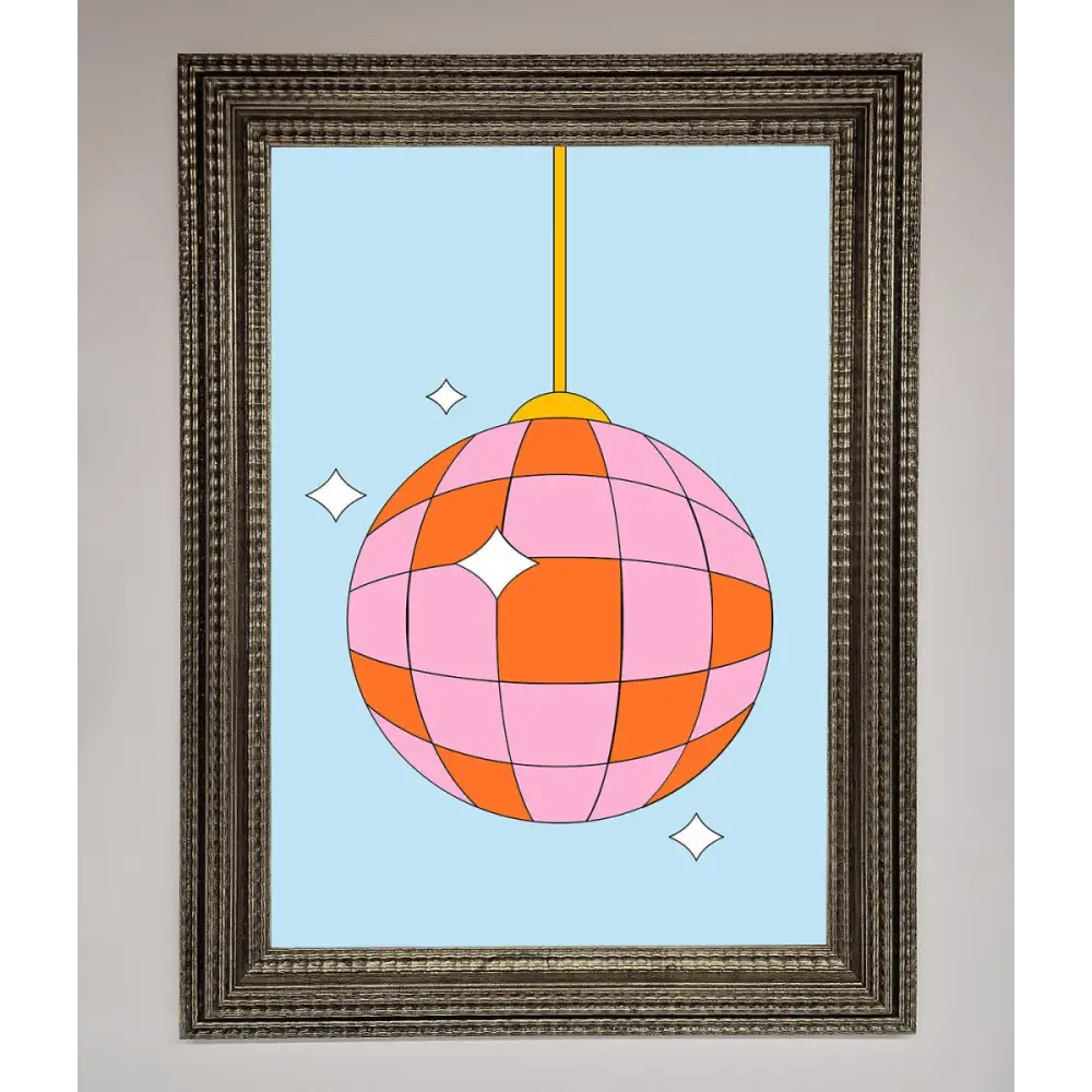 Disco Ball Pink Framed Poster - A3 (29.7 x 42 cm) / Ornate Silver - Framed Print