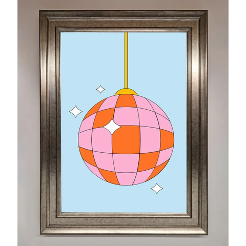 Disco Ball Pink Framed Poster - A3 (29.7 x 42 cm) / Silver - Framed Print