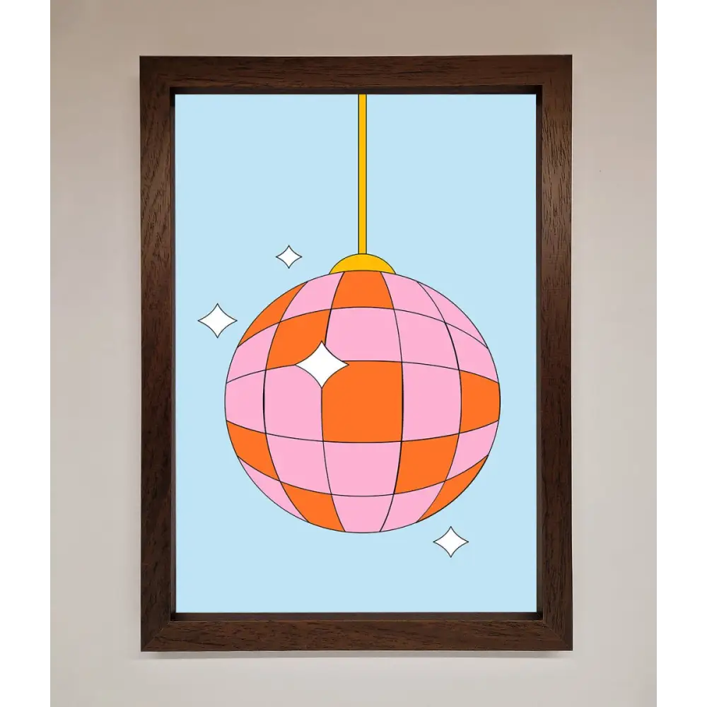 Disco Ball Pink Framed Poster - A3 (29.7 x 42 cm) / Walnut - Framed Print