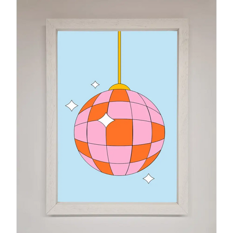 Disco Ball Pink Framed Poster - A3 (29.7 x 42 cm) / White - Framed Print