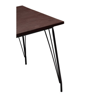 District Black Metal And Elm Wood Dining Table
