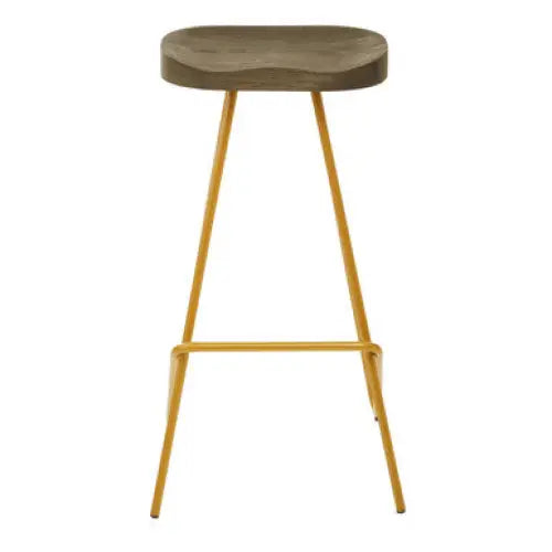 District Elm Wood Bar Stool With Metal Legs - bar-furniture