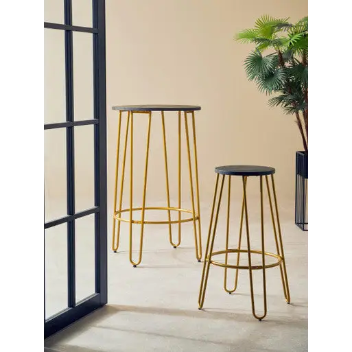 District Gold Finish Metal Frame Bar Stool - bar-furniture