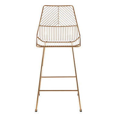 District gold metal wire gold-toned bar chair with geometric backrest and slender tapered legs