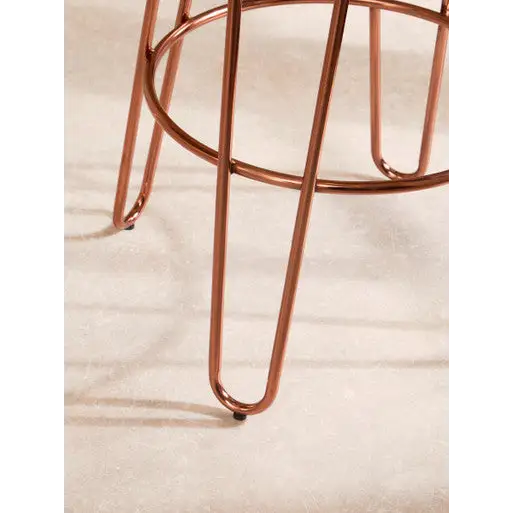 District Rose Gold Finish Wooden Top Bar Stool With Metal Legs - bar-furniture