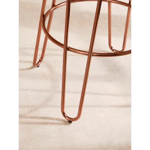 District Rose Gold Finish Wooden Top Bar Stool With Metal Legs - bar-furniture