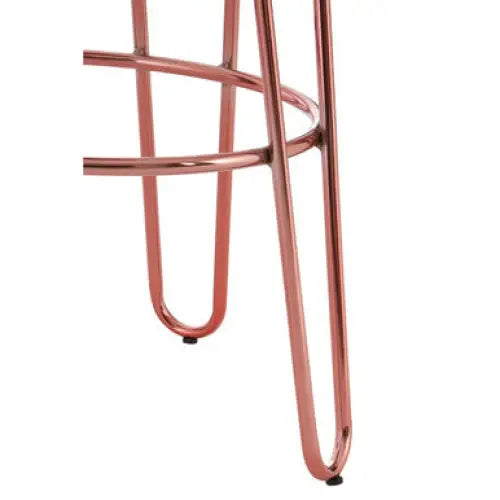 District Rose Gold Finish Wooden Top Bar Stool With Metal Legs - bar-furniture