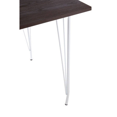 District White Metal And Elm Wood Square Dining Table