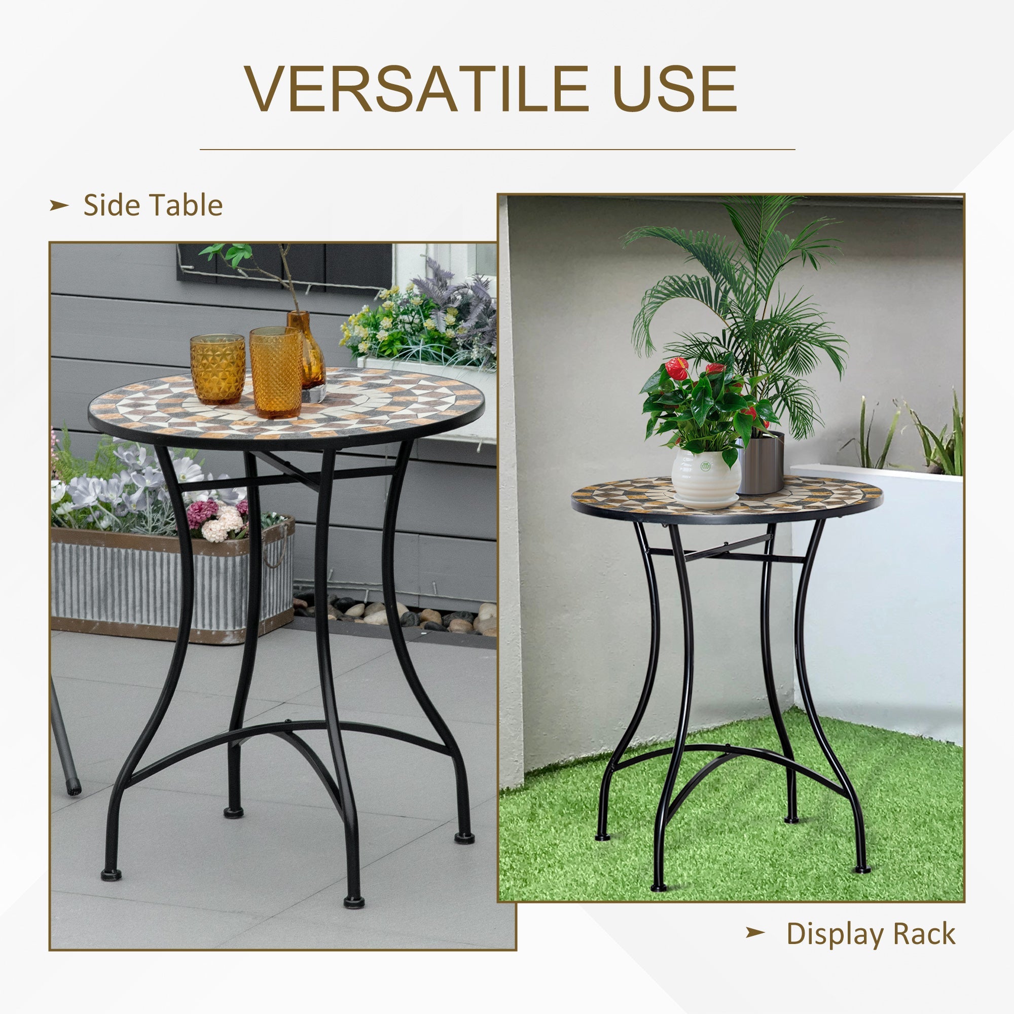 Outsunny \'ce\'a660cm Mosaic Outdoor Patio Table - Grey