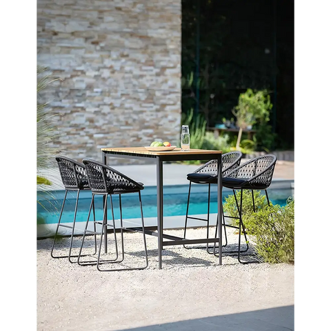 Dmitry Outdoor Garden Table and bar Stool Set