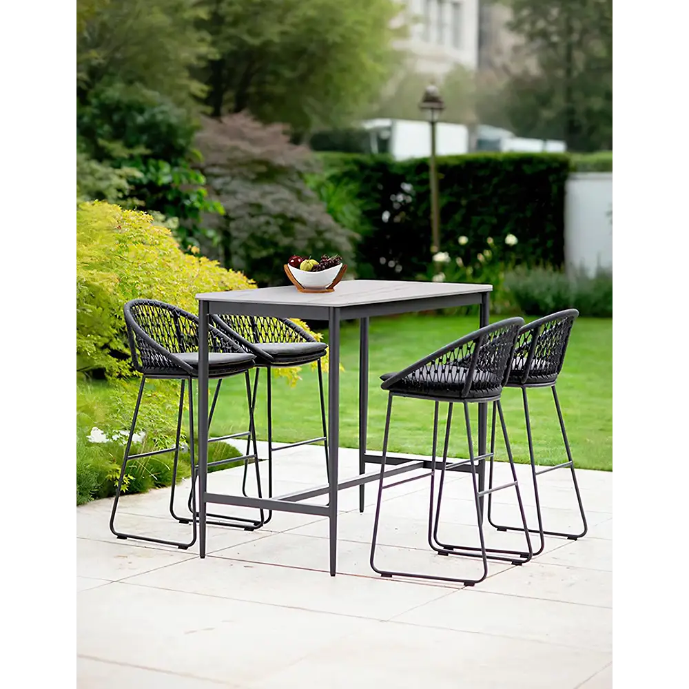 Dmitry Outdoor Garden Table and bar Stool Set