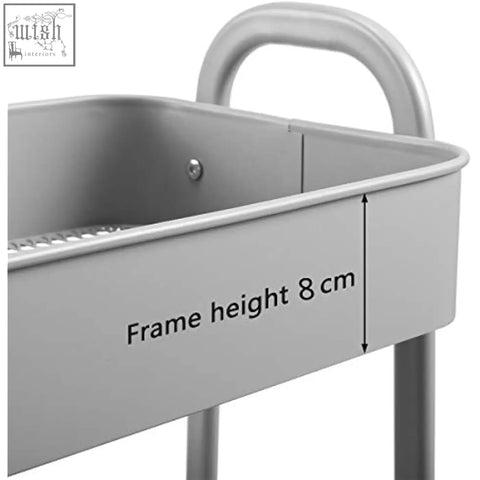 Gray metal DOEWORKS storage trolley with curved handle 8 cm frame height perfect kitchen trolley and storage cart