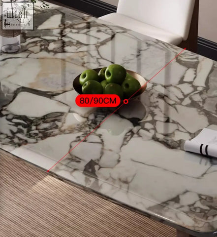 Dominici dining table with white and gray marble texture perfect as a stylish marble dining table centerpiece