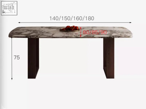 Donovan dining table marble with a modern dining table marble top in gray and white veining and dark wooden legs