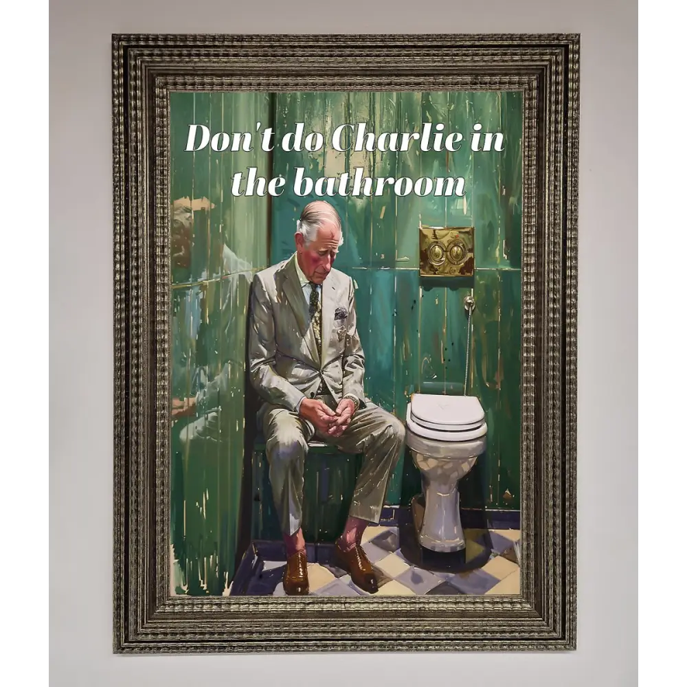 Dont Do Charlie In The Bathroom Framed Poster - A3 (29.7 x 42 cm) / Ornate Silver - Framed Print