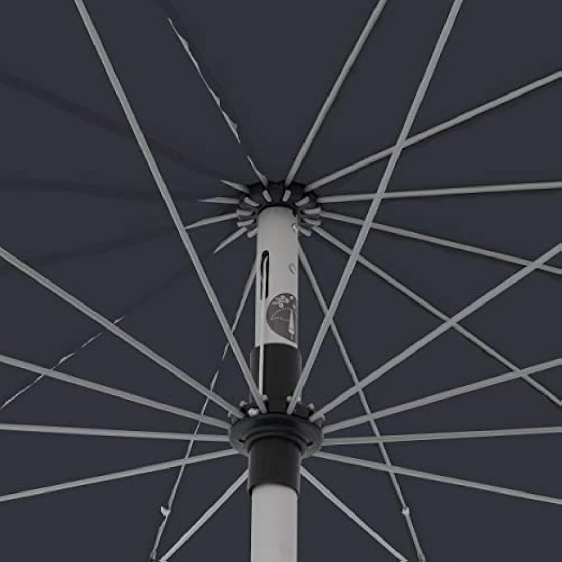 Dark navy doppler asia look sl-az aluminium crank umbrella with silver ribs and white pole with black accents