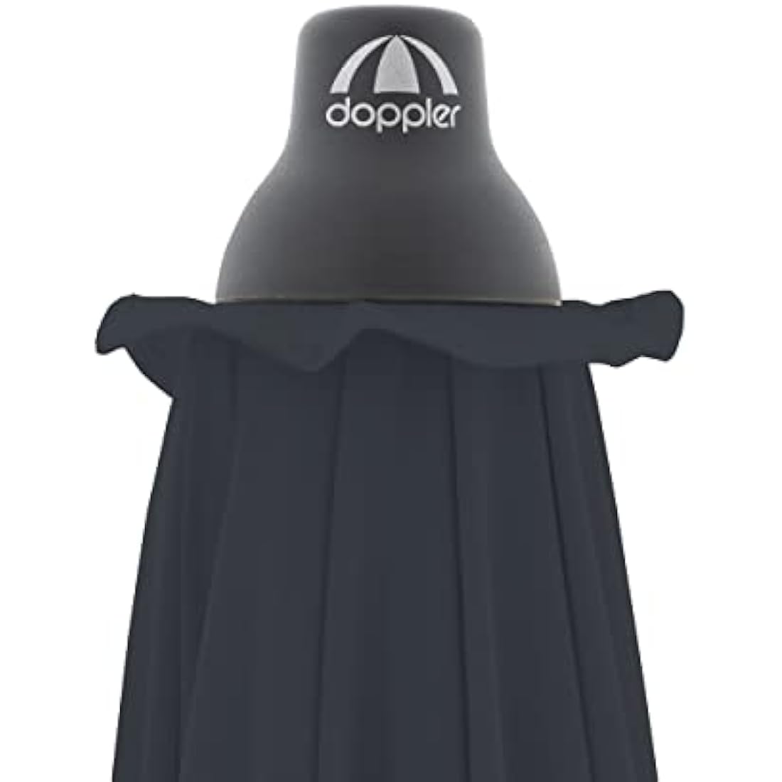 Black doppler aluminium crank umbrella with matte top and pleated canopy for garden with uv protection