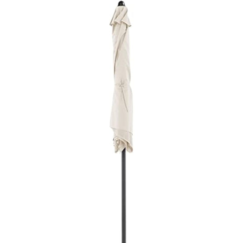 Beige fabric doppler jack parasol with black pole and crank function garden umbrella roof for balcony and patio