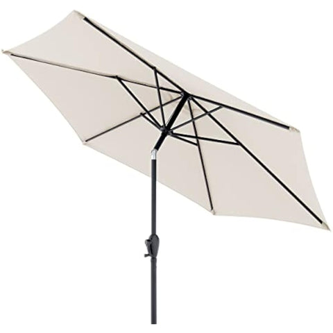 Beige doppler jack parasol with black metal frame and crank function umbrella roof perfect for garden and patio use
