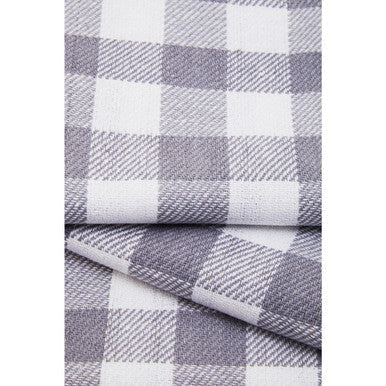 Doro set of three grey and white cotton tea towels with a woven checkered fabric texture perfect for kitchen use
