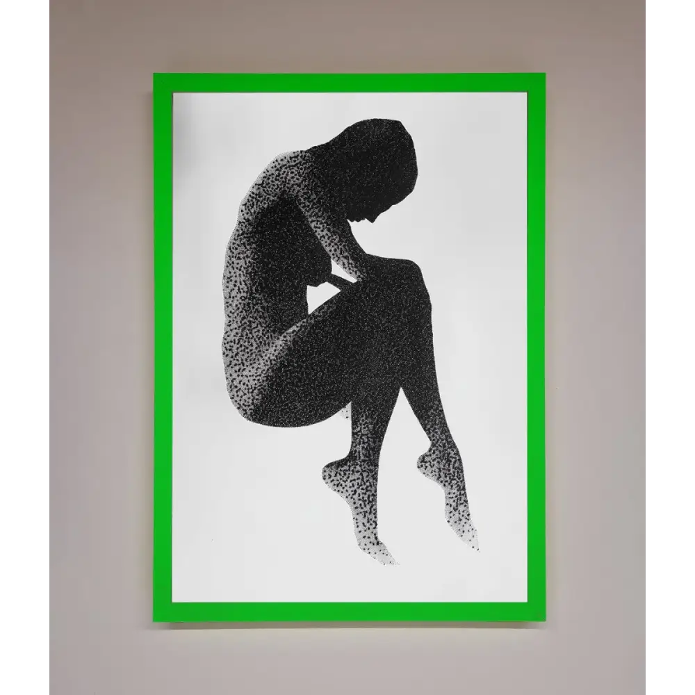 Dotted Figure Framed Poster - A3 (29.7 x 42 cm) / Neon Dark Green - Framed Print