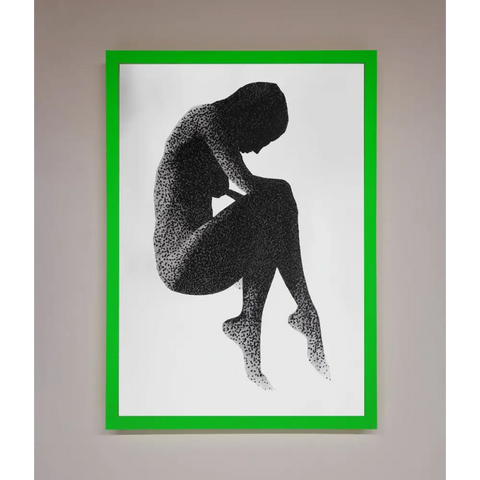 Dotted Figure Framed Poster - A3 (29.7 x 42 cm) / Neon Dark Green - Framed Print