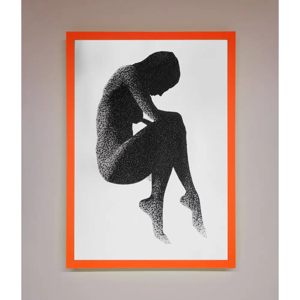 Dotted Figure Framed Poster - A3 (29.7 x 42 cm) / Neon Orange - Framed Print