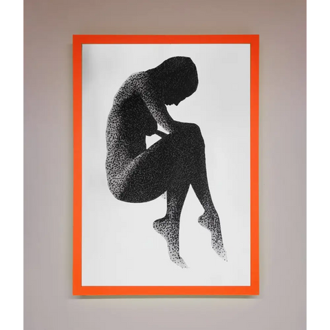 Dotted Figure Framed Poster - A3 (29.7 x 42 cm) / Neon Orange - Framed Print