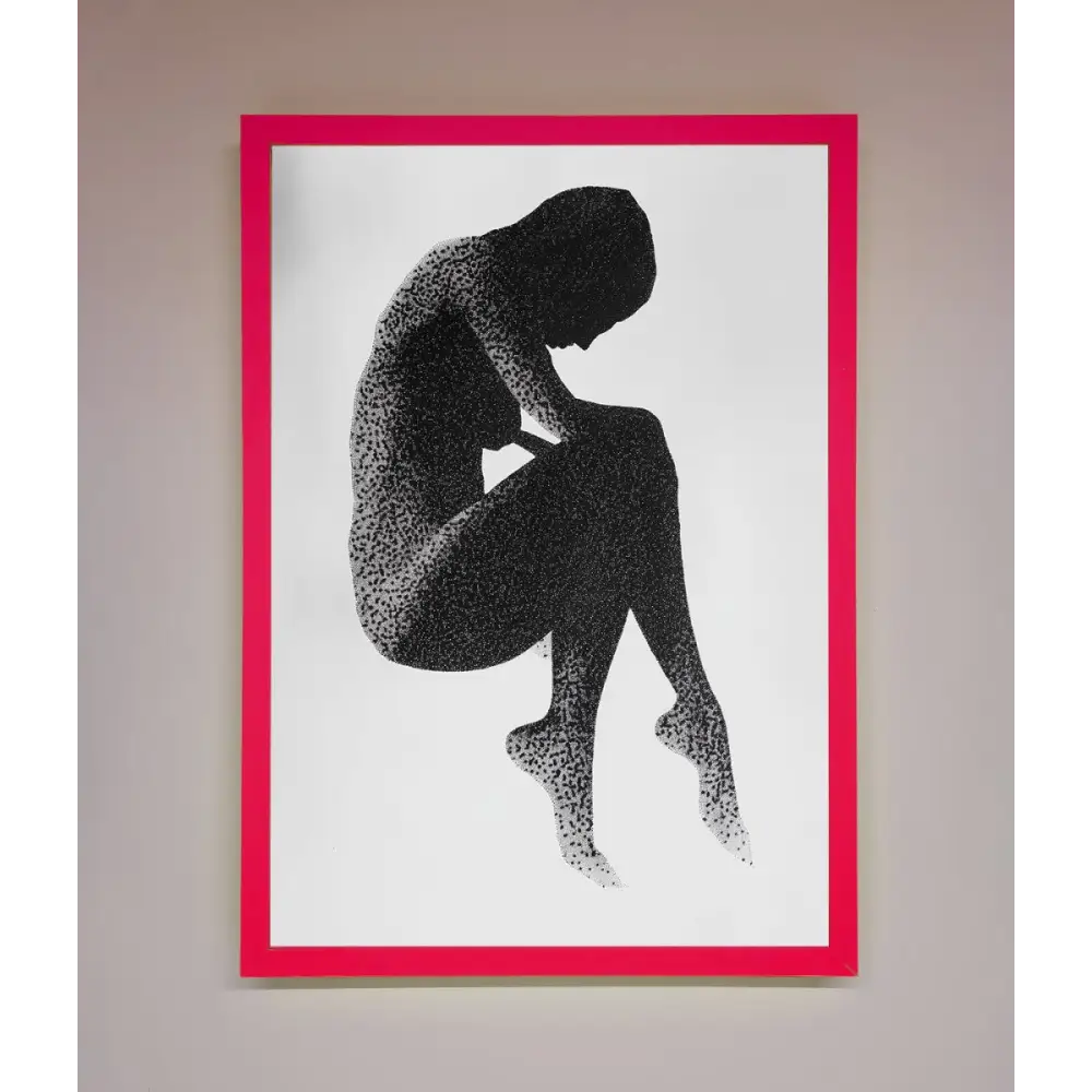 Dotted Figure Framed Poster - A3 (29.7 x 42 cm) / Neon Pink - Framed Print