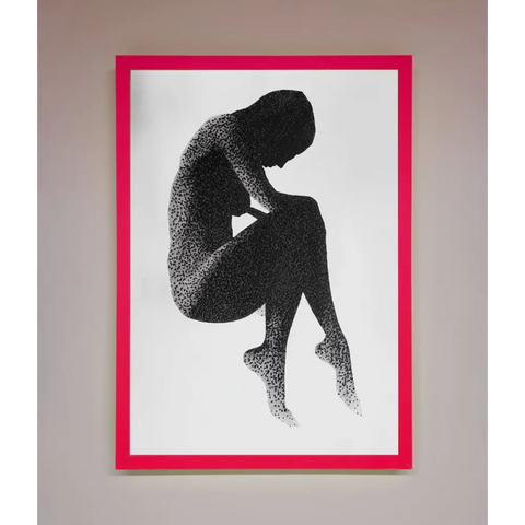 Dotted Figure Framed Poster - A3 (29.7 x 42 cm) / Neon Pink - Framed Print