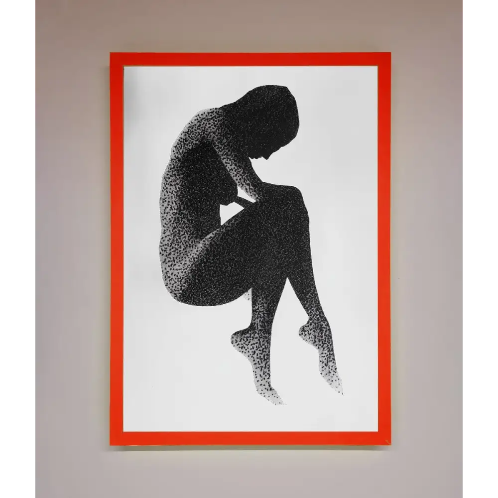 Dotted Figure Framed Poster - A3 (29.7 x 42 cm) / Neon Red - Framed Print