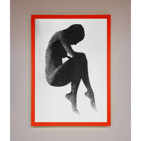 Dotted Figure Framed Poster - A3 (29.7 x 42 cm) / Neon Red - Framed Print