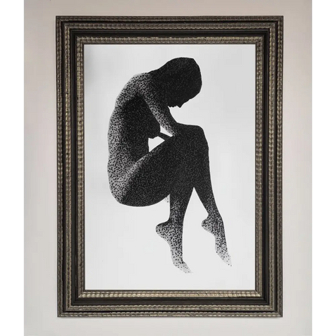 Dotted Figure Framed Poster - A3 (29.7 x 42 cm) / Ornate Silver Black - Framed Print