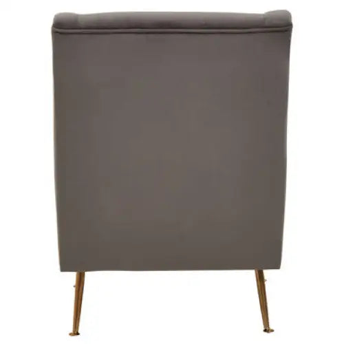 Doucet Grey Velvet Chair With Gold Finish Legs - Arm Chair