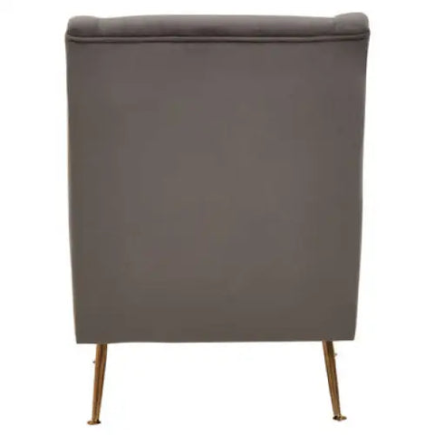 Doucet Grey Velvet Chair With Gold Finish Legs - Arm Chair