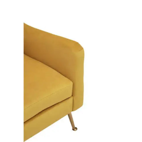 Doucet Yellow Velvet Chair With Gold Finish Legs - Arm Chair
