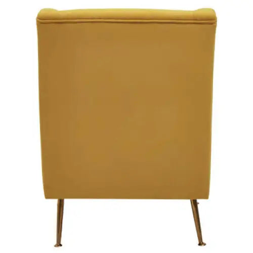 Doucet Yellow Velvet Chair With Gold Finish Legs - Arm Chair