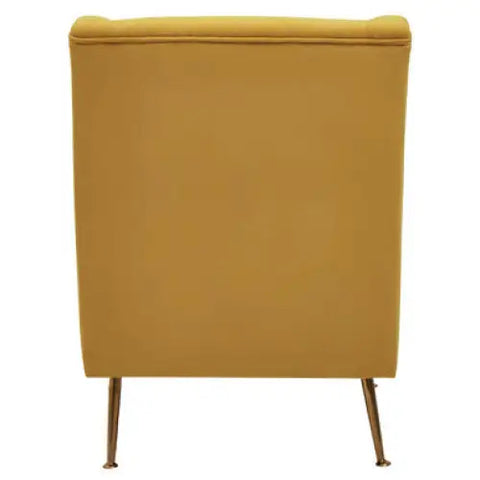 Doucet Yellow Velvet Chair With Gold Finish Legs - Arm Chair