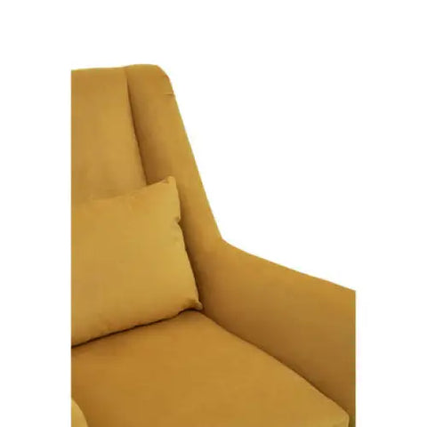 Doucet Yellow Velvet Chair With Gold Finish Legs - Arm Chair
